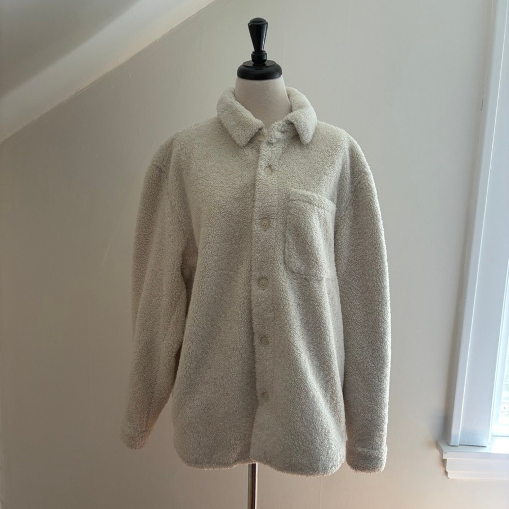 Forever 21 Men Sherpa Fleece Shacket‎ Shirt Jacket Men's L Cream